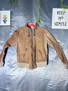 Men's camel  Suede Bomber Jacket