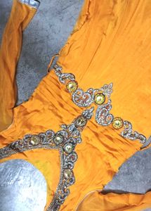 Elegant Yellow Embellished Ethnic Gown