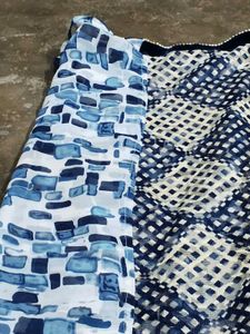 Elegant Blue &amp; White Saree