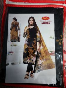 Black mustard colour unstitched suit
