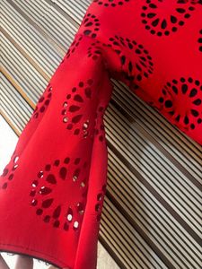 Red Floral Cut-out Dress