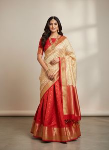BrandNew Red&amp;GoldLehengaWithStitchedBlouse+Dupatta