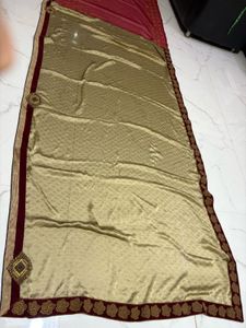 Elegant Cream and Red Saree with Gold Border