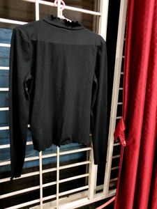 Black Mock Neck Long Sleeve Top