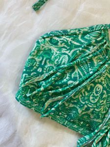 Green Print Bikini Top