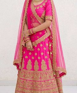 Pink & Gold Embellished Lehenga Skirt