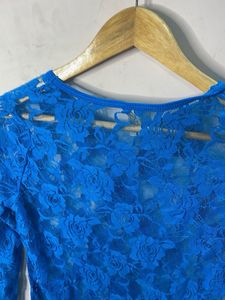 Blue Lace Long Sleeve Top