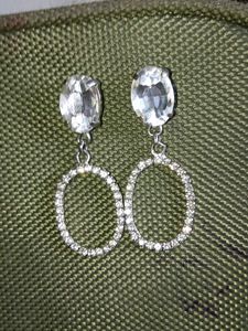 Sparkling Oval Drop Earrings