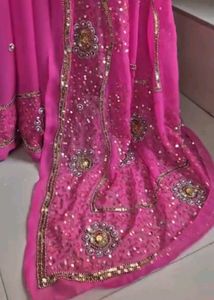 Y2K Pink Embroidered Saree 💗