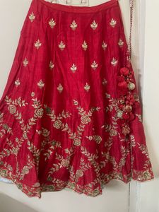 Red Embroidered Skirt