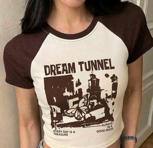 Dream Tunnel Graphic Print Crop Top