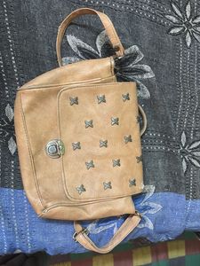 Stylish Tan Crossbody Bag with Studs