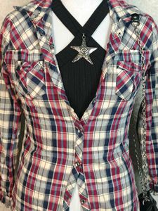 Red Plaid Button-Up Shirt