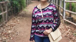 Purple Multi Colour Top
