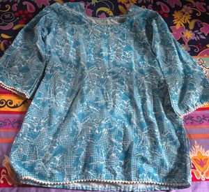 Blue Floral Print Kurta