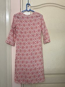 WHITE &amp; RED DAILY WEAR KURTA