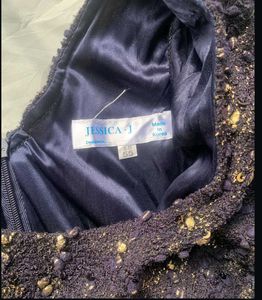 Elegant Tweed Dress with Gold Buttons