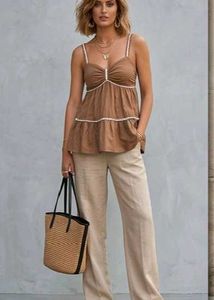 Chic Brown Tiered Camisole Top
