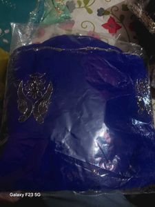 Royal Blue Embroidered Georgette Saree