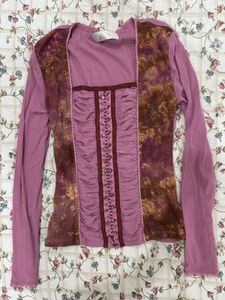 Unique Floral Print Embellished Top