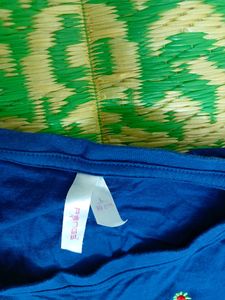 Blue 💙💙 Colour T Shirt With Small Embroidery
