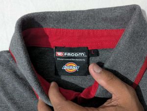 Men's Dickies Grey &amp; Red Polo Shirt