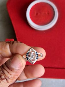 Elegant Silver Ring with Blue Stones