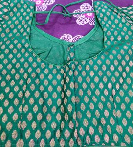 Green Golden Banarasi Butti Silk Blouse