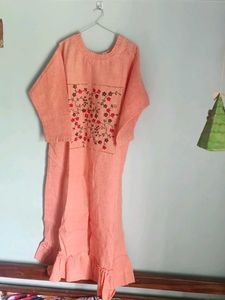 Peach Embroidered Anarkali Gown