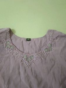Purple Embroidered Kurta  set suit
