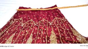 Stunning Maroon Embellished Lehenga dupatta