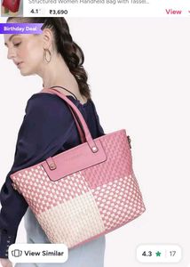 Caprese Orignal Chic Pink Woven Tote Bag