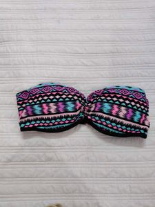 Boho Print Strapless Bikini Top