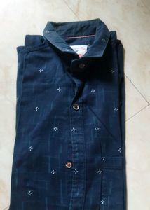 Men's Blue Printed Casual Shirt