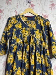 Blue Floral Print Kurta