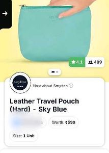 Leather Travel Pouch (Hard) - Sky Blue