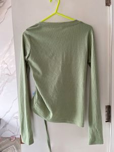 Sage Green Ribbed Long Sleeve Top