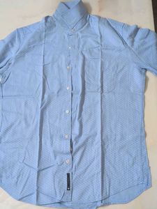 Louis Philippe Men's Blue Dotted Button-Down Shirt