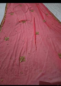 Pink Embellished chiffon saree(no bargain)
