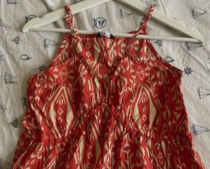 Orange &amp; Cream Print Maxi Dress