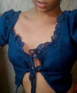 Teal Shein Lace Detail Top