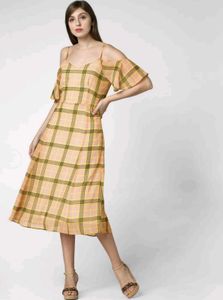Vero Moda Women Checked Yellow & Green Dress (S)