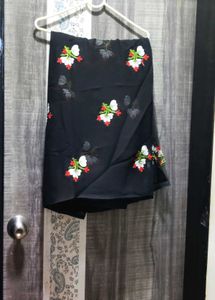 Black Embroidered Chiffon Fabric