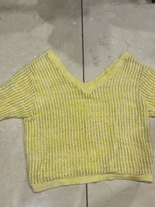 Yellow V-Neck Knit Top