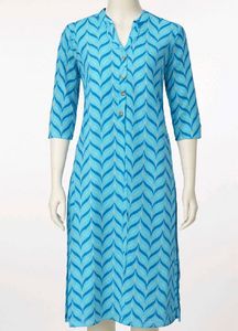 Blue Chevron Print Kurta