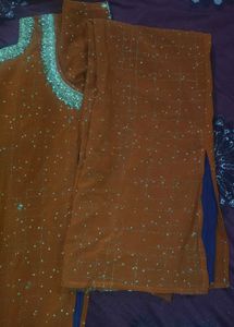 Elegant Orange Kurta Set with Palazzo Pants