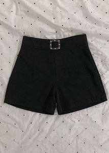 Chic Black Shorts with Buckle Detail