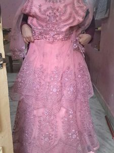 Net Thread Work Sharara In Pink