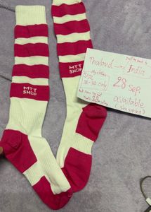 Striped Crew Socks - Pink &amp; White