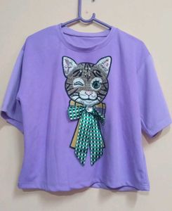 Cute Cat Graphic T-Shirt(crop tshirt)